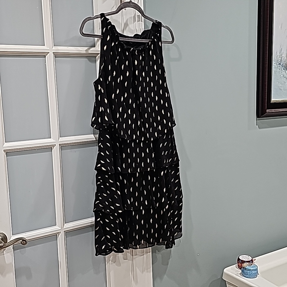 R & k black with gold three tiered party dress